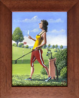 Schopn golfistka bez zjevnho handicapu (14x19 cm, s rmem 20x25 cm)