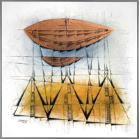 Zeppelin nad pyramidami (50x50 cm)
