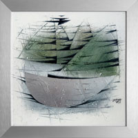 Jachta a neobydlen� souostrov� (30x30 cm, s r�mem 35x35 cm)